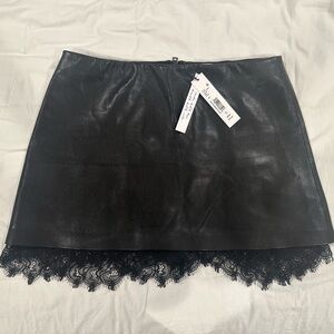 Alice and Olivia Women's Faux Leather & Lace Miniskirt size 4